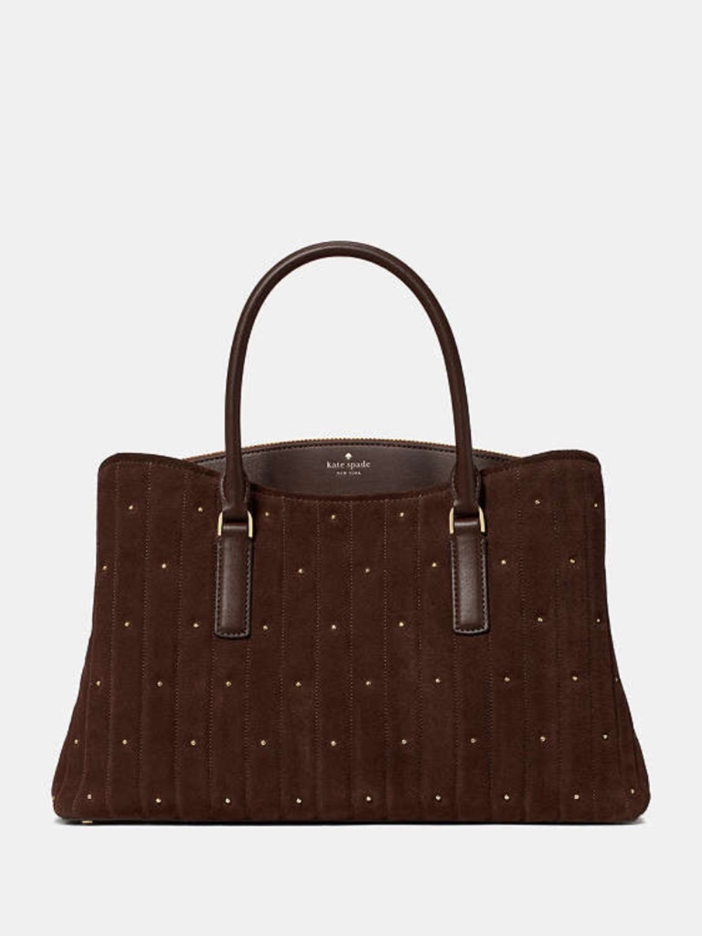 Kate Spade Thompson Street Quilted Suede Satchel Bag Hot Fudge